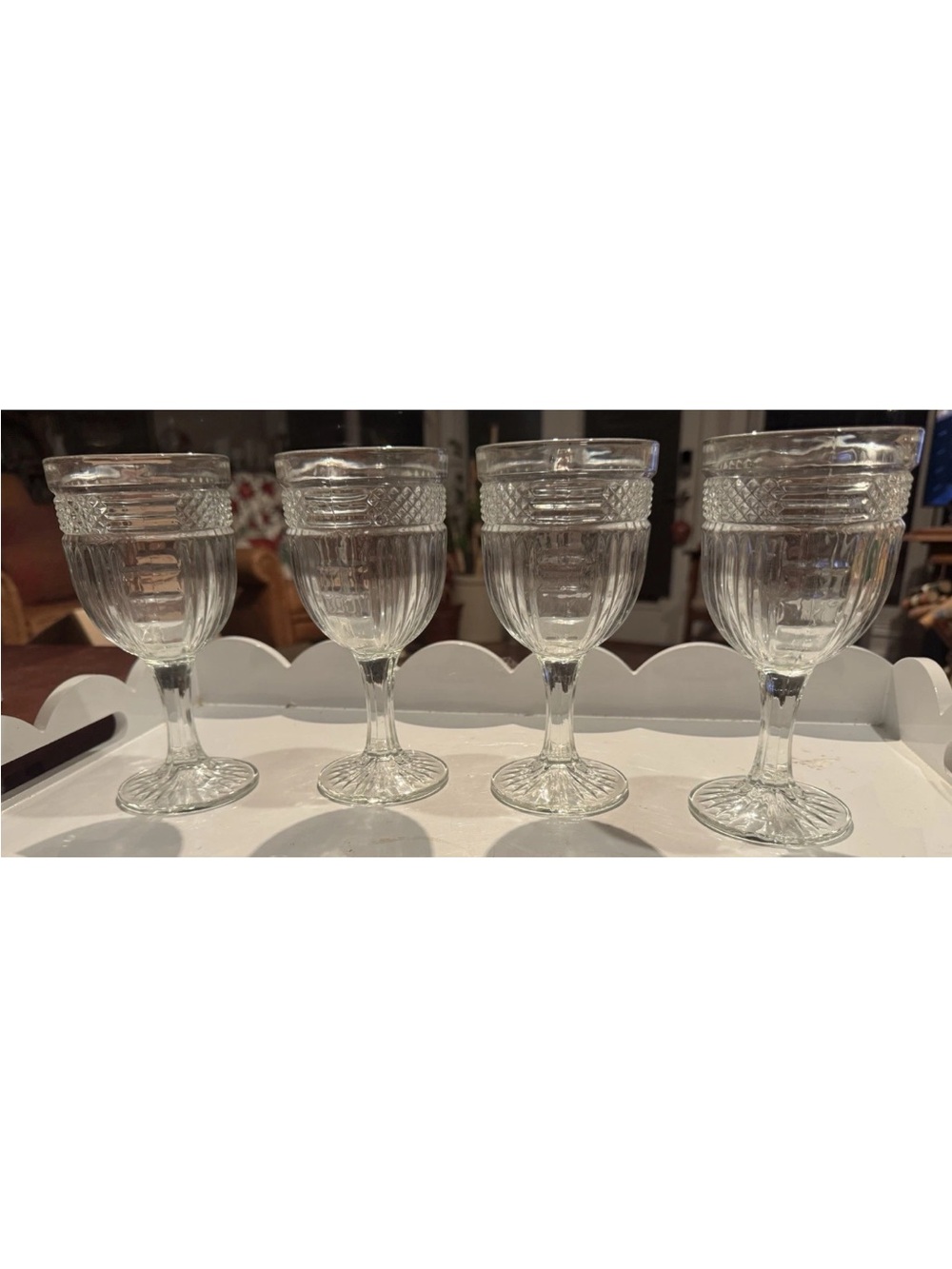 Vintage Set 4Libbey Glass Radiant Clear Footed 7" Water Goblet Glasses Wine